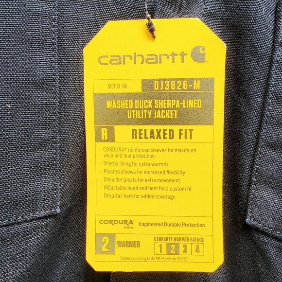 Carhartt Mens Duck Sherpa-Lined Utility Jacket XL Tall Black Hooded Durable Warm - Picture 5 of 6